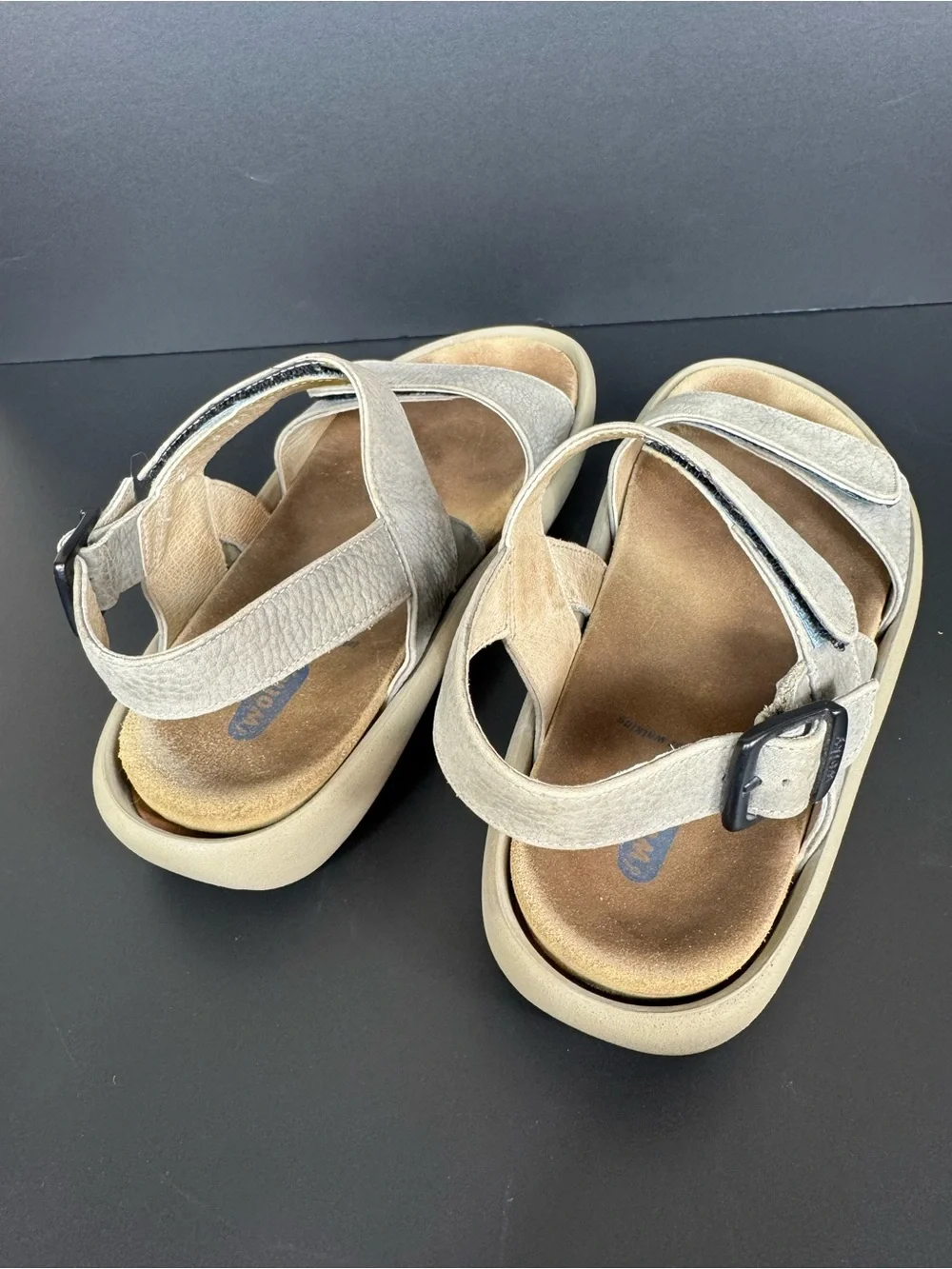 Wolky strap Women's Comfort Brown Leather Sandals wide footbed